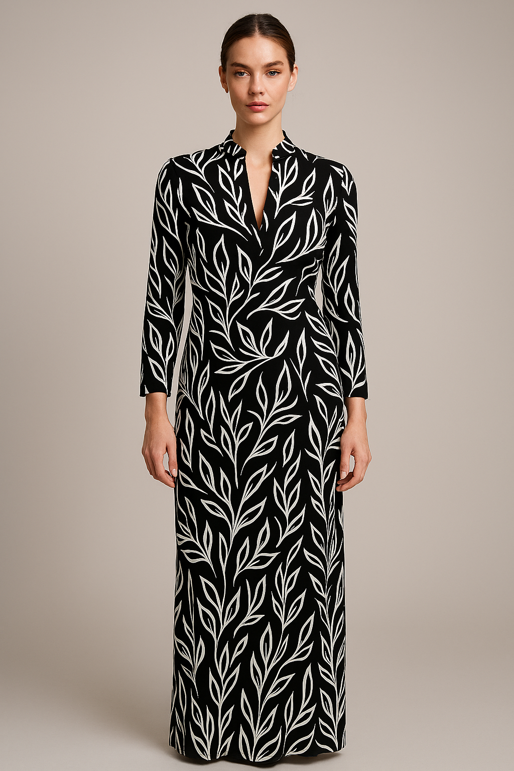 Robe longue artisanale – Noir végétal – Image 2