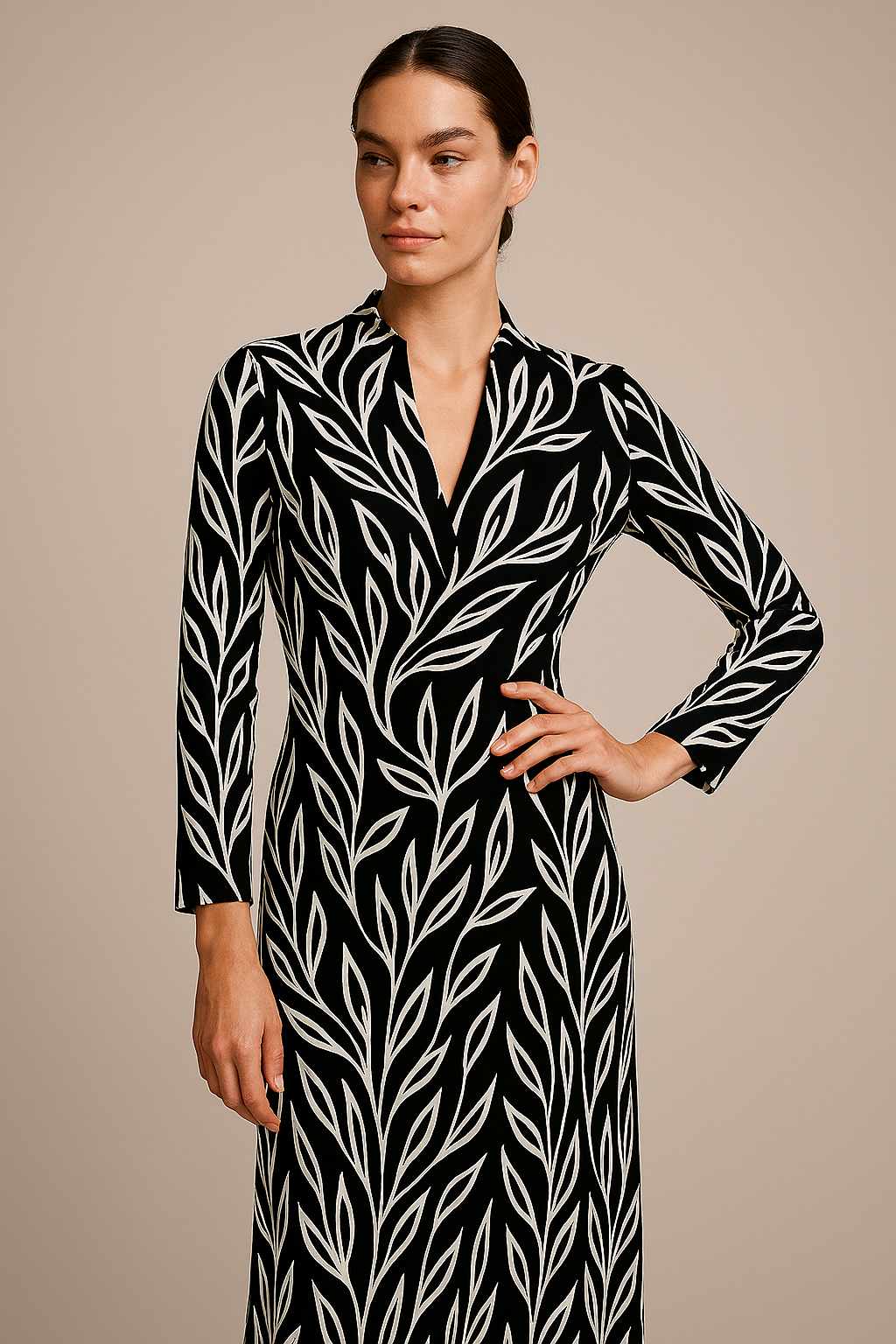 Robe longue artisanale – Noir végétal