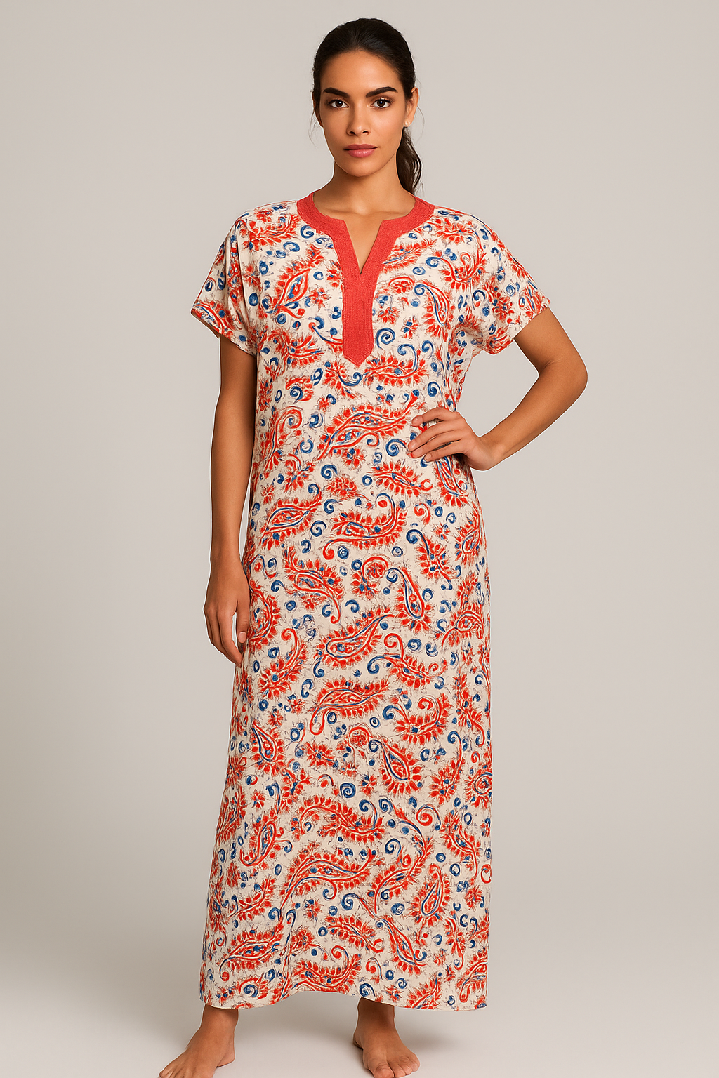 Robe longue artisanale – Rouge berbère – Image 3