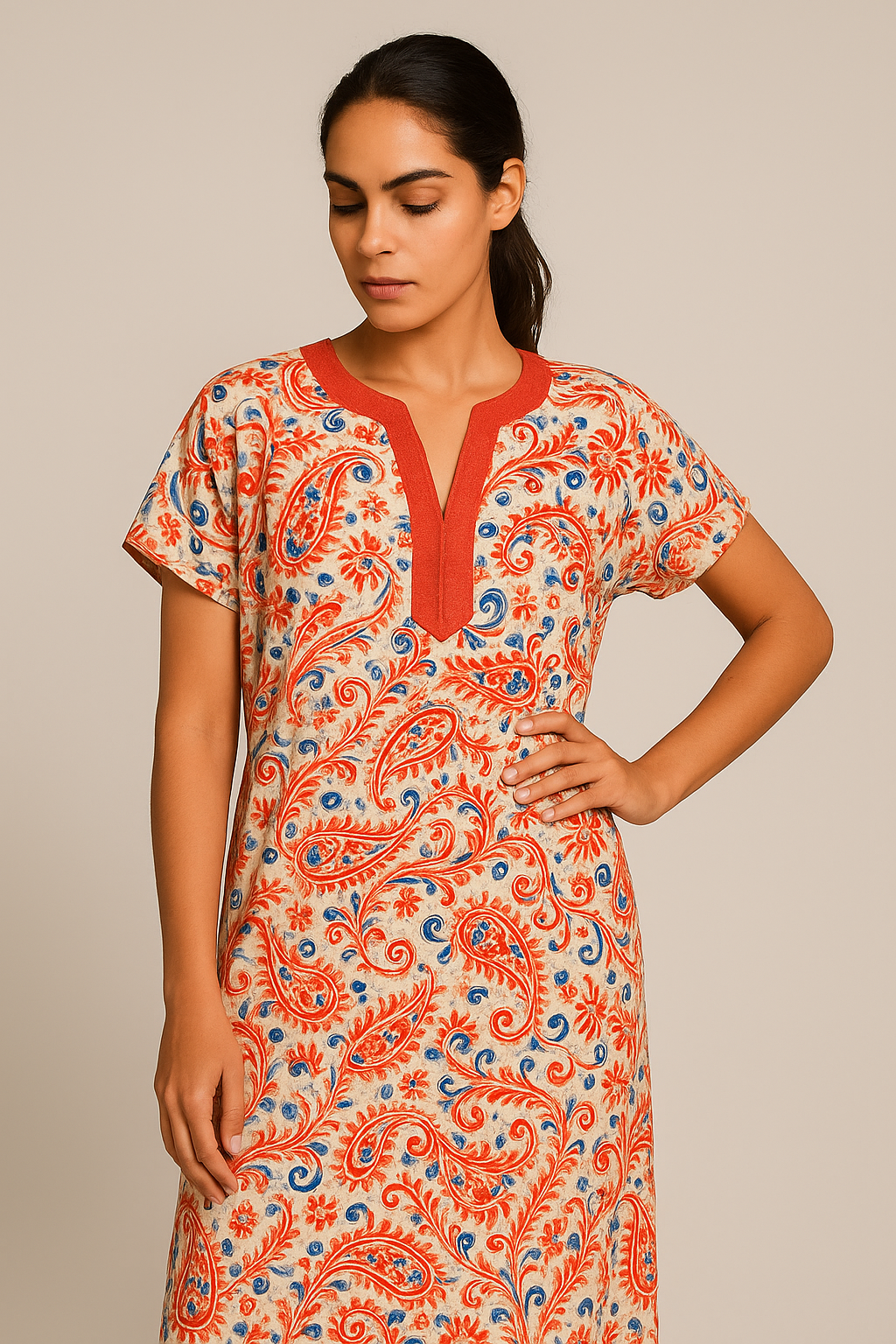 Robe longue artisanale – Rouge berbère