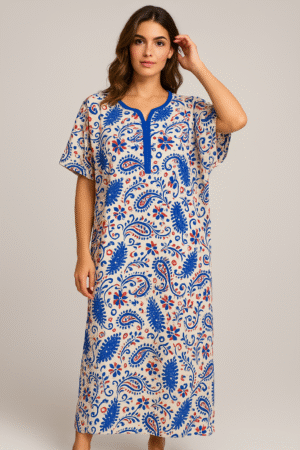 Robe longue artisanale – Bleu Majorelle