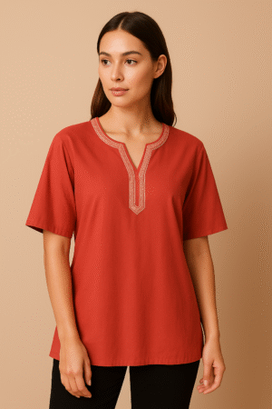 Tunique artisanale – Rouge paprika