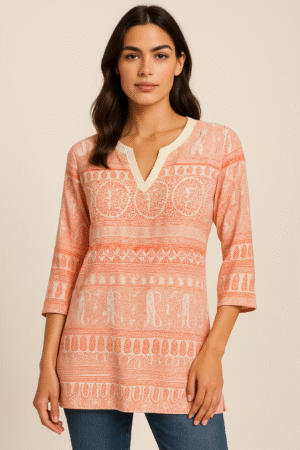 Tunique artisanale – Corail doux
