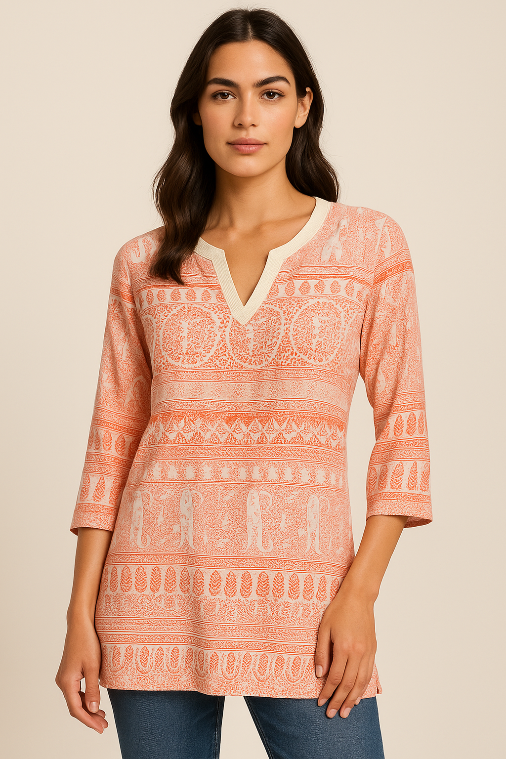 Tunique artisanale – Corail doux